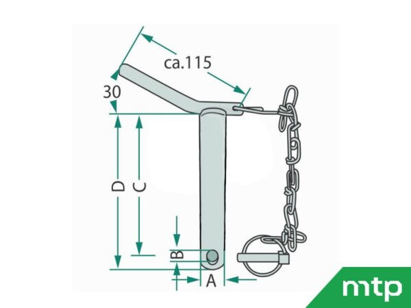 Top bar pin cat. 1 with handle and chain - Image 2